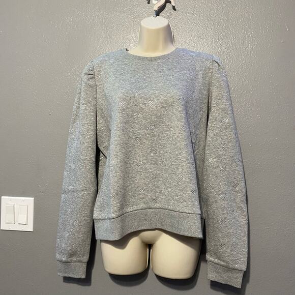 Generation Love  Avery Heart Heathered Grey Puffy Sleeve Sweatshirt Size Large - Picture 1 of 5